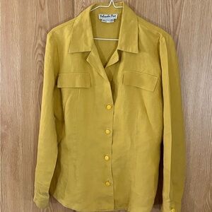 Yolanda Arce Gold Linen Button Down Shirt Jacket